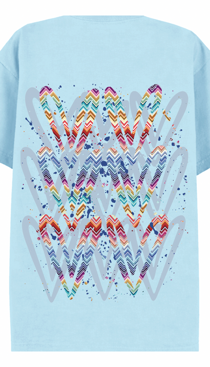 Multicoloured Zig Zag Heart Printed T-shirt – image 7