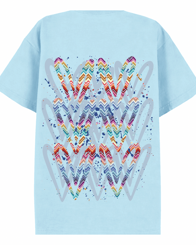 Multicoloured Zig Zag Heart Printed T-shirt Adult