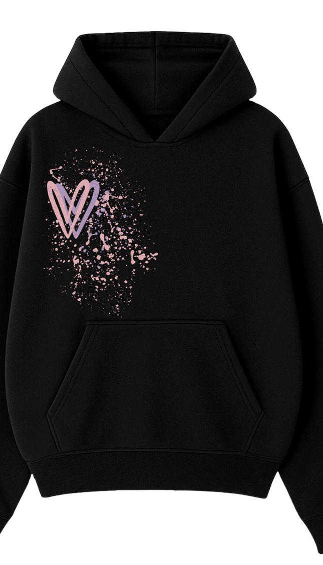 Dark Pastel Heart Printed Hoodie – image 4