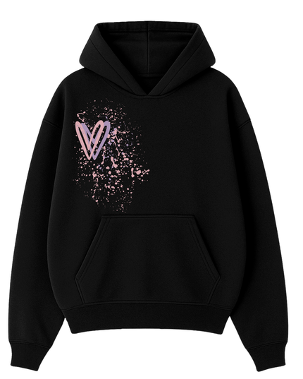 Dark Pastel Heart Printed Hoodie Adults
