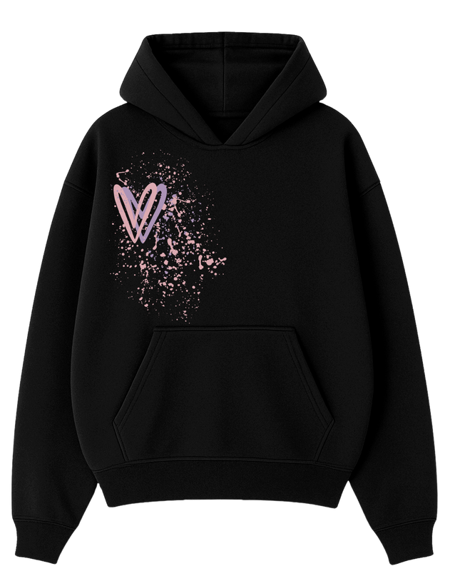 Dark Pastel Heart Printed Hoodie Kids