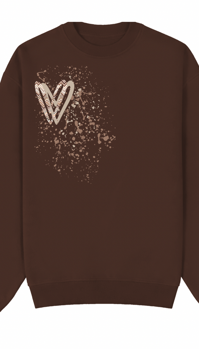 Beige Zig Zag Heart Printed Sweatshirt by Miss Runway – image 2