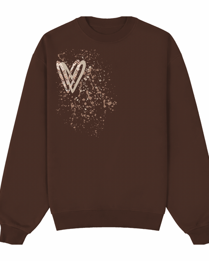 Beige Zig Zag Heart Printed Sweatshirt Adults