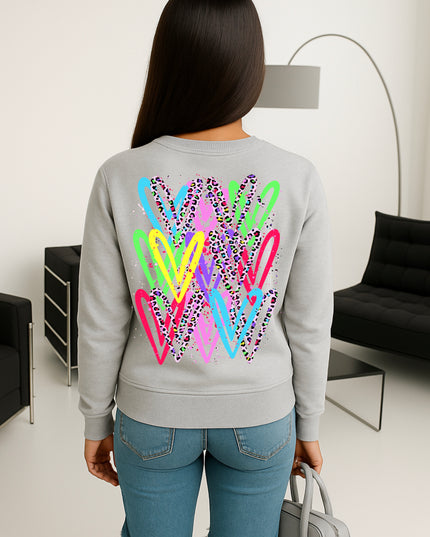 Multicoloured Leopard Heart Printed Sweatshirt