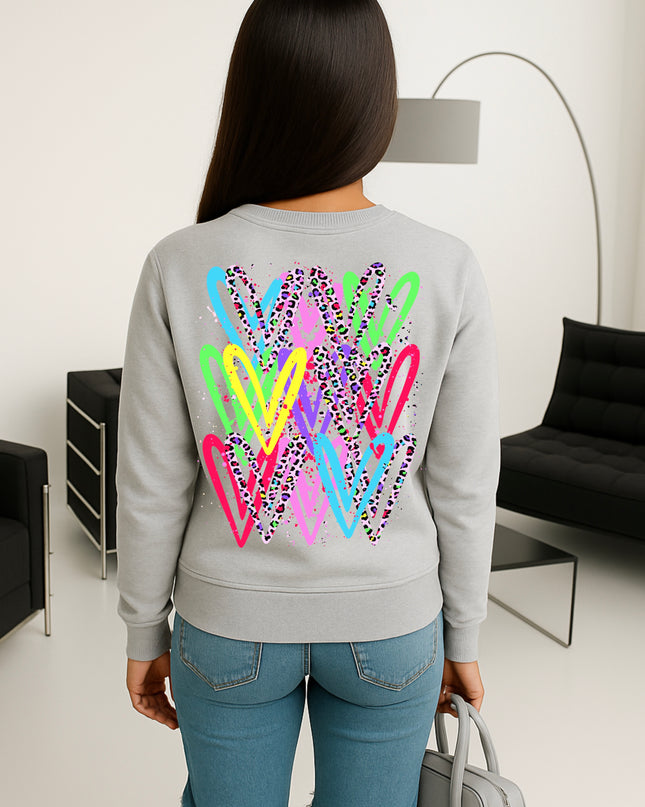 Multicoloured Leopard Heart Printed Sweatshirt