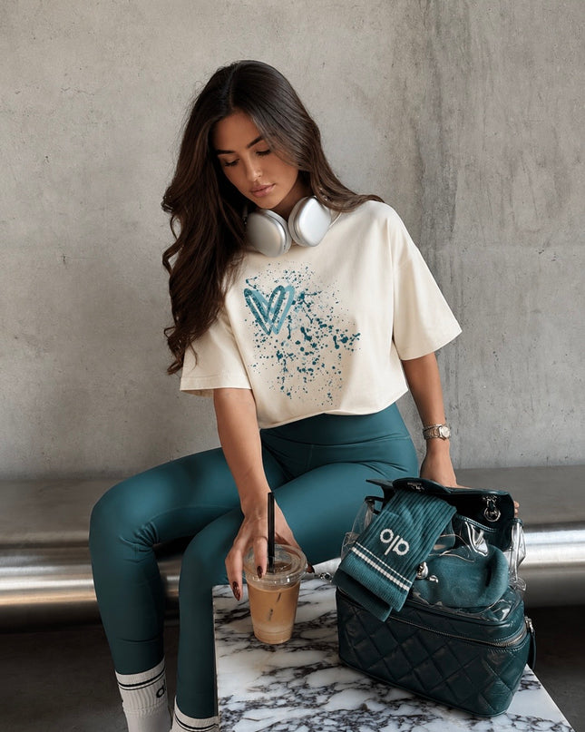 Teal Paisley Heart T-shirt