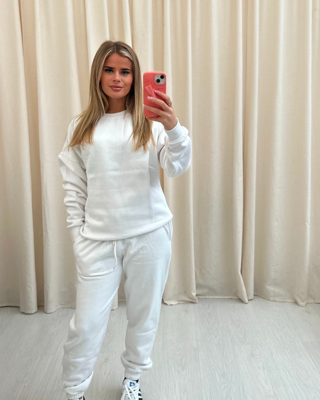 Oversized Sweatshirt Tracksuit White