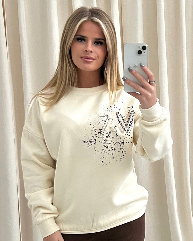 Leopard Print Heart Printed Sweatshirt Adults