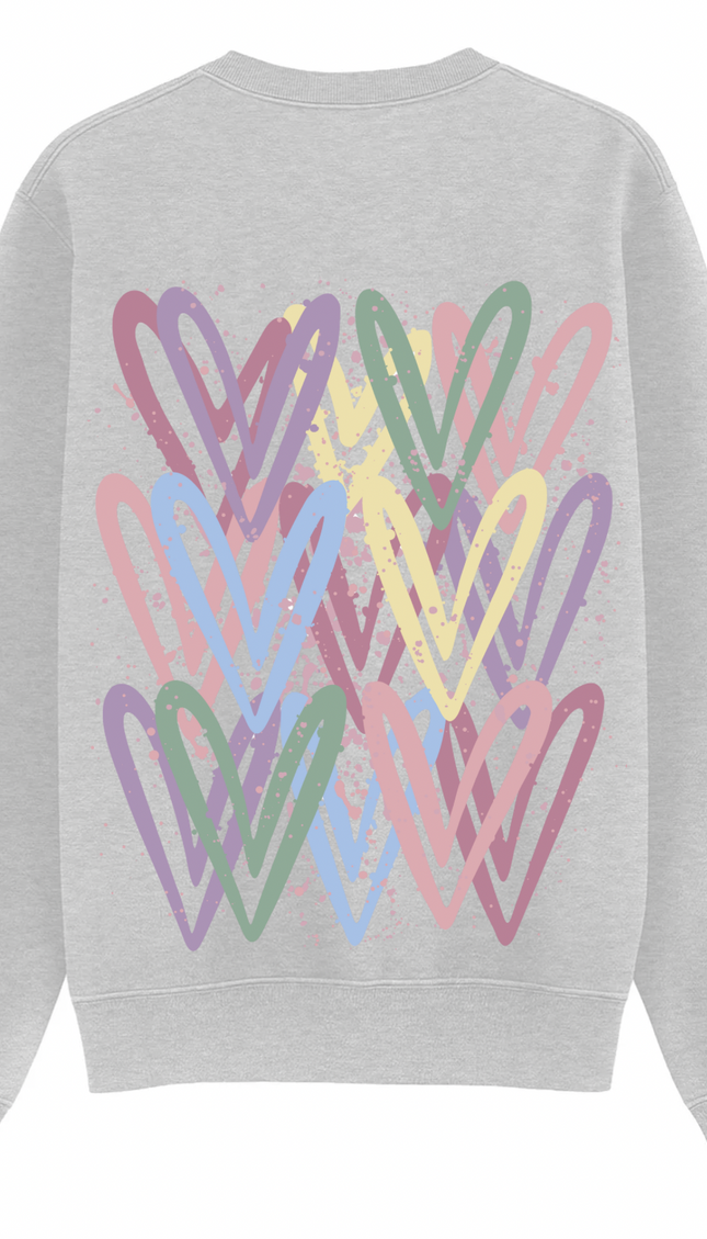 Dark Pastel graffiti heart sweatshirt with spray paint effect print – women's sweatshirt by Miss Runway