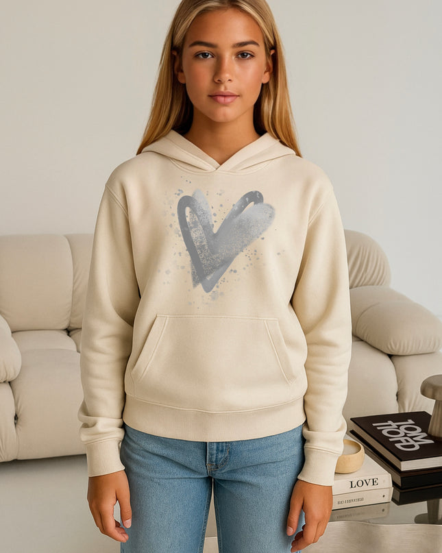 Grey Scatter Hearts Printed Hoodie