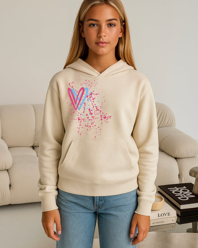 Multicoloured Heart Printed Hoodie