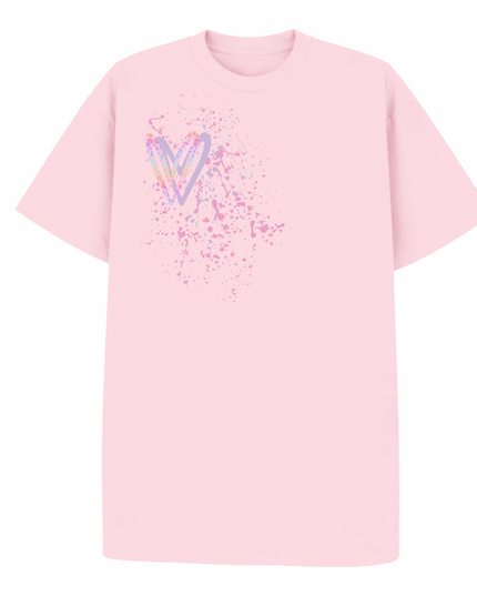 Pastel Leopard Print Heart Printed T-shirt Adult