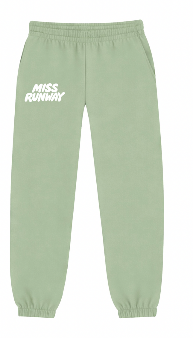 Miss Runway Established Joggers Sage Green/White – adult printed joggers by Miss Runway