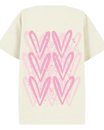 Pink Heart Printed T-shirt Adult