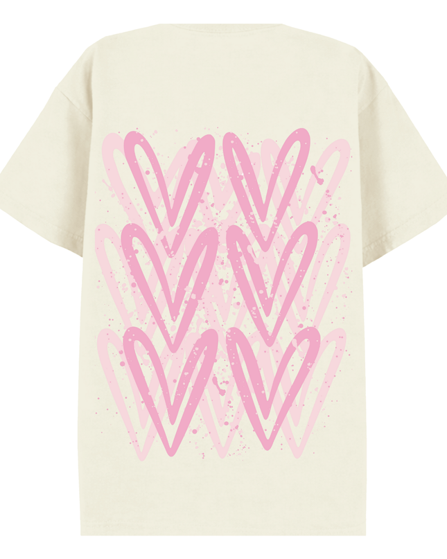 Pink Heart Printed T-shirt Adult