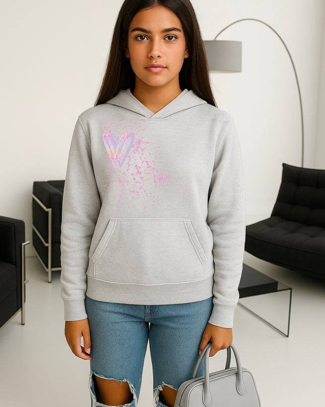 Pastel Leopard Heart Printed Hoodie
