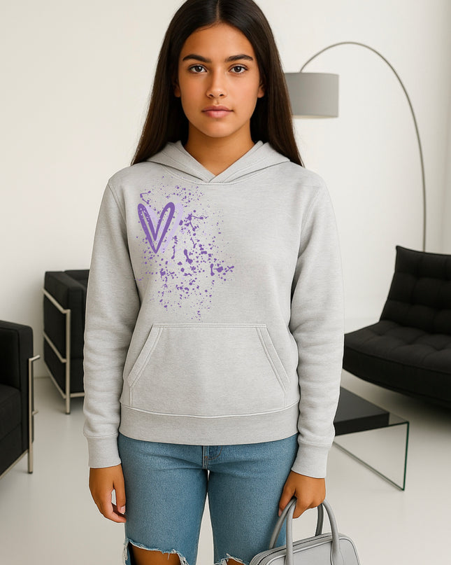 Lilac Heart Printed Hoodie