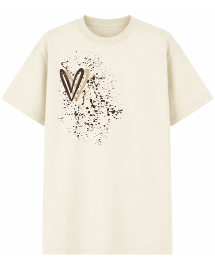 Brown Heart Printed T-shirt Adult
