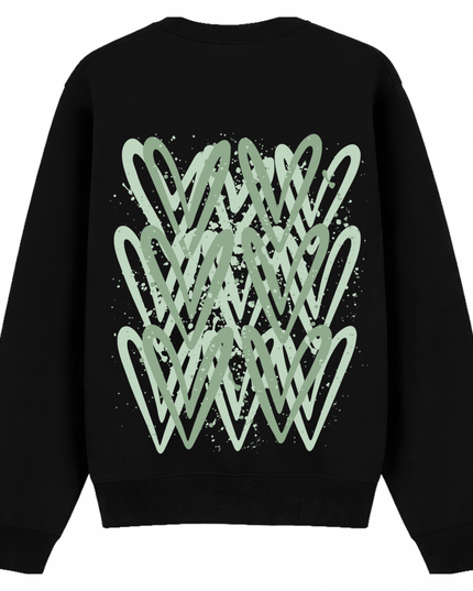 Sage Green Heart Printed Sweatshirt Kids