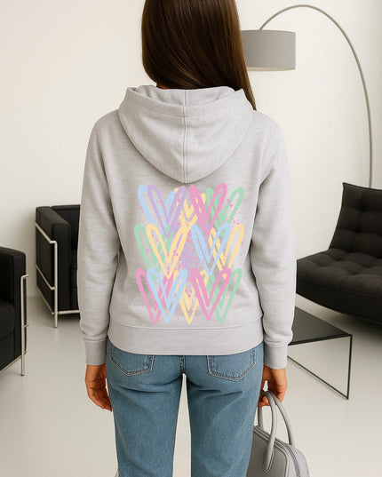 Pastel Heart Printed Hoodie