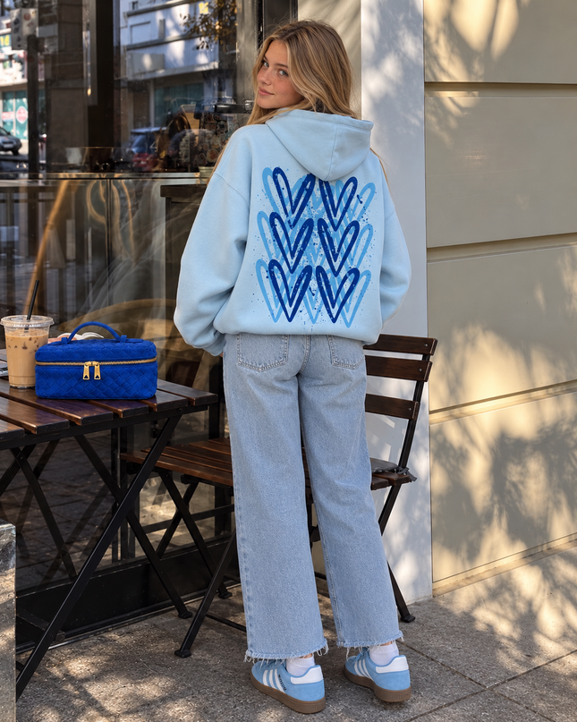 Graffiti Grey/Royal Blue Heart Hoodie