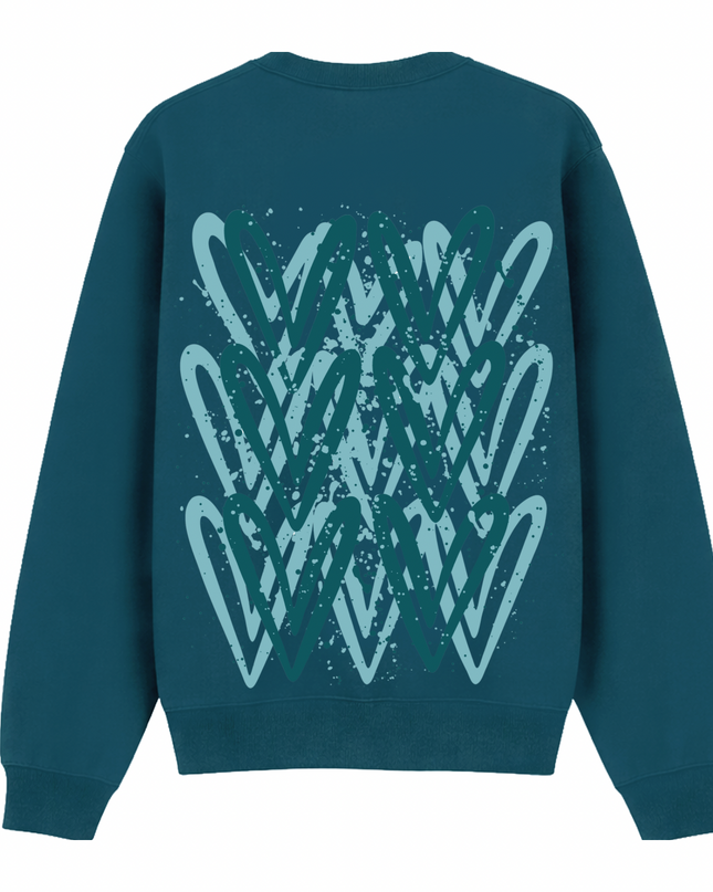 Teal Heart Printed Sweatshirt Adults