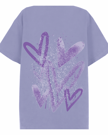 Lilac Scatter Heart Printed T-shirt Kids