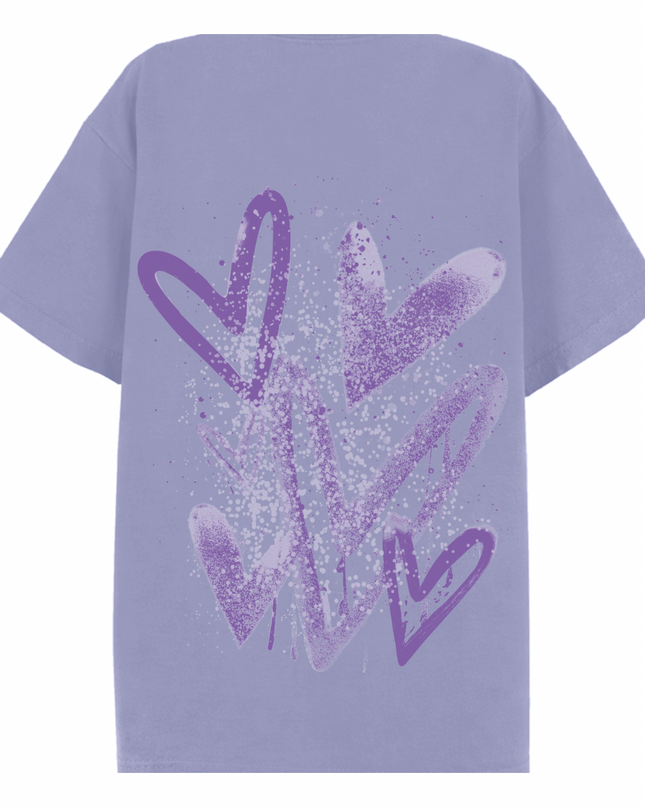 Lilac Scatter Heart Printed T-shirt Adult