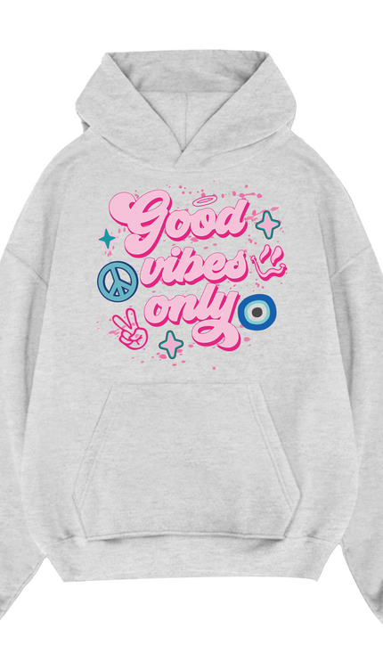 Good Vibes Only Pink Print Hoodie by Miss Runway – image 2