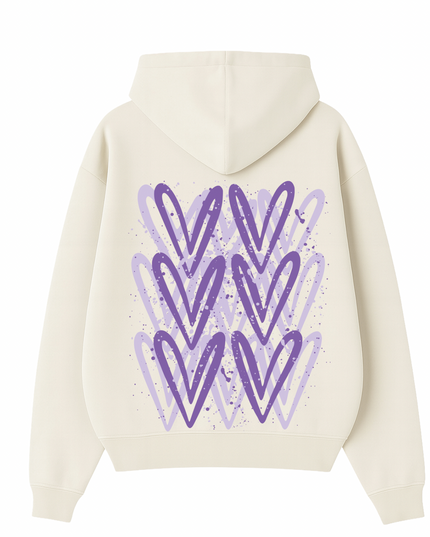Lilac Heart Printed Hoodie Kids