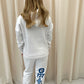 Angel Numbers Protect Your Energy Graffiti Hooded Tracksuit White-Blue