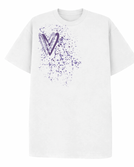 Lilac Zig Zag Heart Printed T-shirt Adult