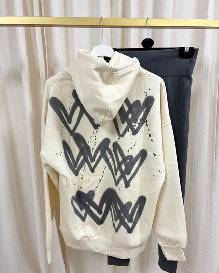 Charcoal Grey Heart Cream Hoodie & Leggings Adults