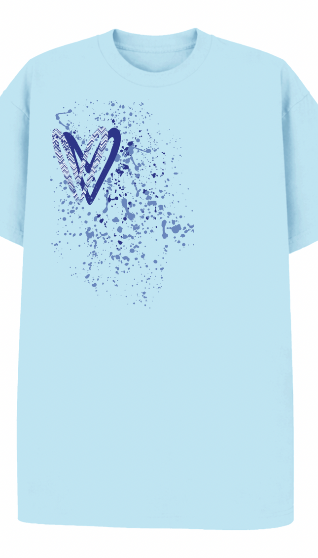 Royal Blue Zig Zag Heart Printed T-shirt – image 6