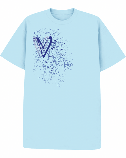 Royal Blue Zig Zag Heart Printed T-shirt Adult