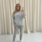 Multicoloured Leopard Print Graffiti Sweatshirt Legging Set Grey