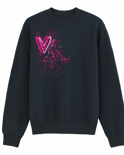 Hot Pink Heart Printed Sweatshirt Adults