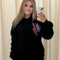 Miss Runway Multicolour Heart Graffiti Ruched Hoodie Black