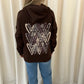 Leopard Print Heart Graffiti Ruched Hoodie Brown