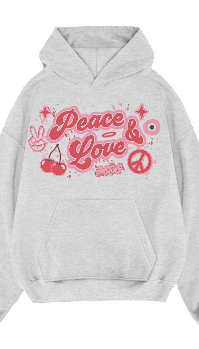 Pink/Red Peace & Love Hoodie by Miss Runway – image 2