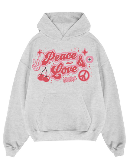 Pink/Red Peace & Love Hoodie Adults