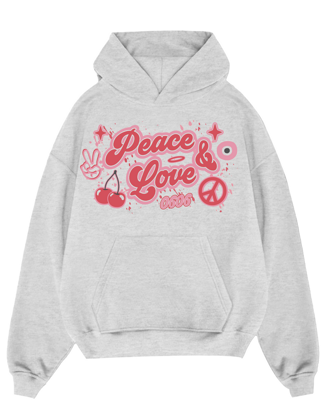 Pink/Red Peace & Love Hoodie Adults