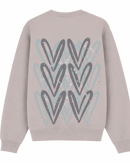 Grey Heart Printed Sweatshirt Adults