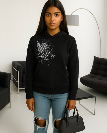 Grey Heart Printed Hoodie