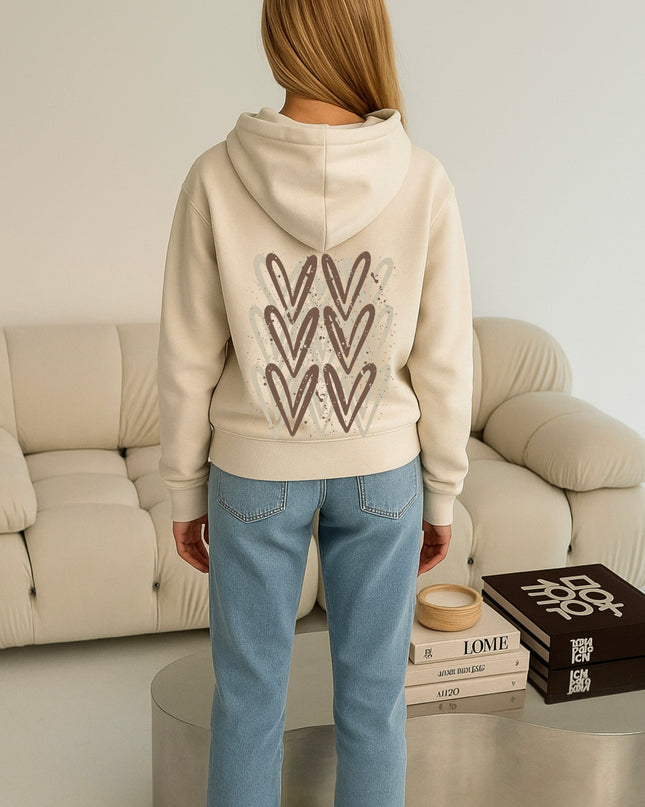 Mocha Heart Printed Hoodie