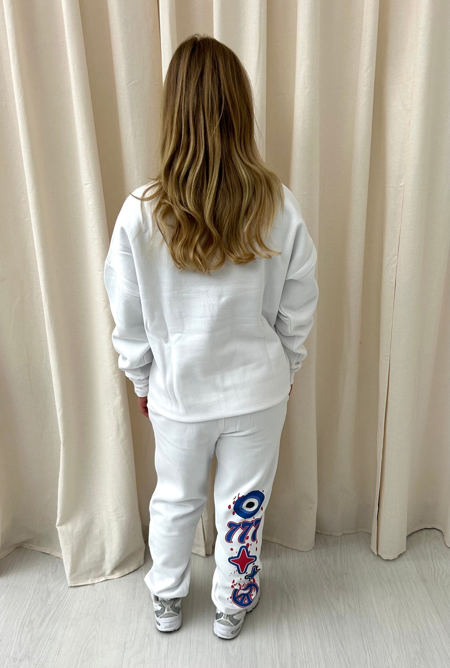 Angel Numbers Protect Your Energy Graffiti Sweatshirt Tracksuit White-Red/Blue