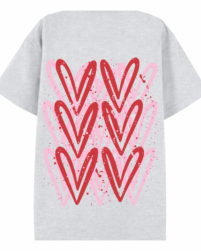 Pink/Red Heart Printed T-shirt Adult