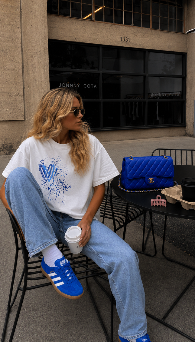 Royal Blue Paisley Heart T-shirt – image 4