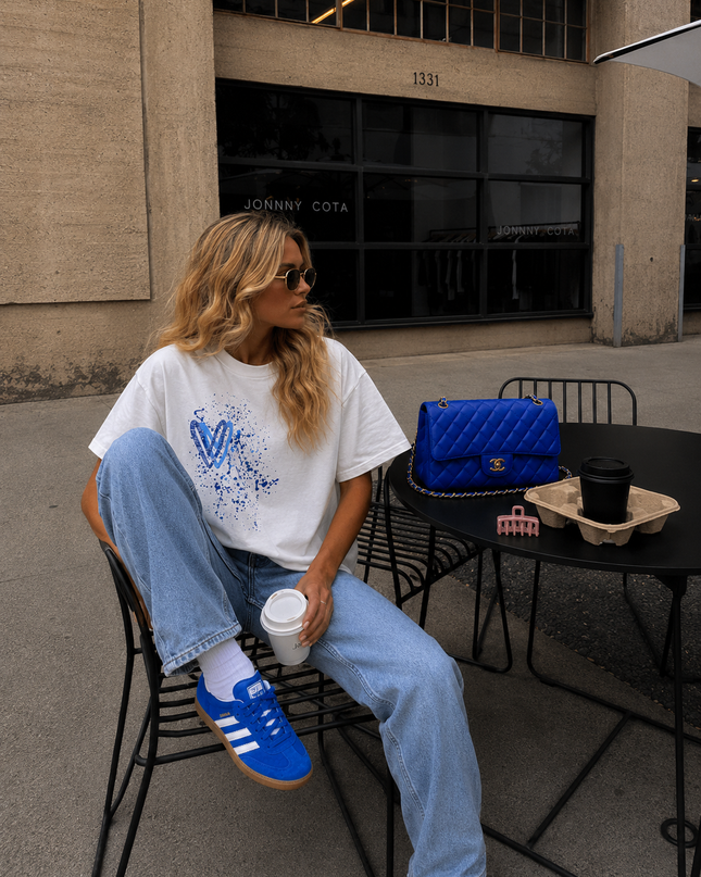 Royal Blue Paisley Heart T-shirt