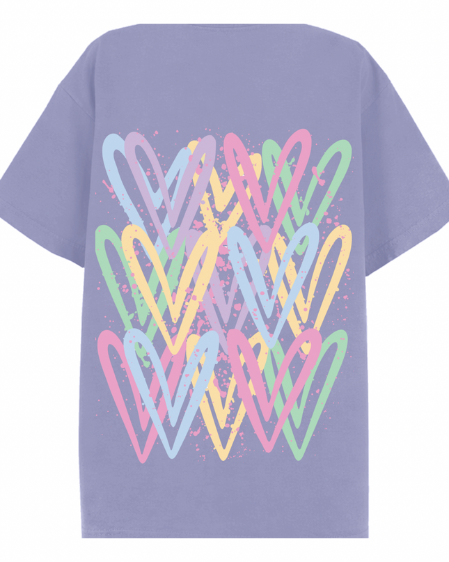 Pastel Heart Printed T-shirt Adult